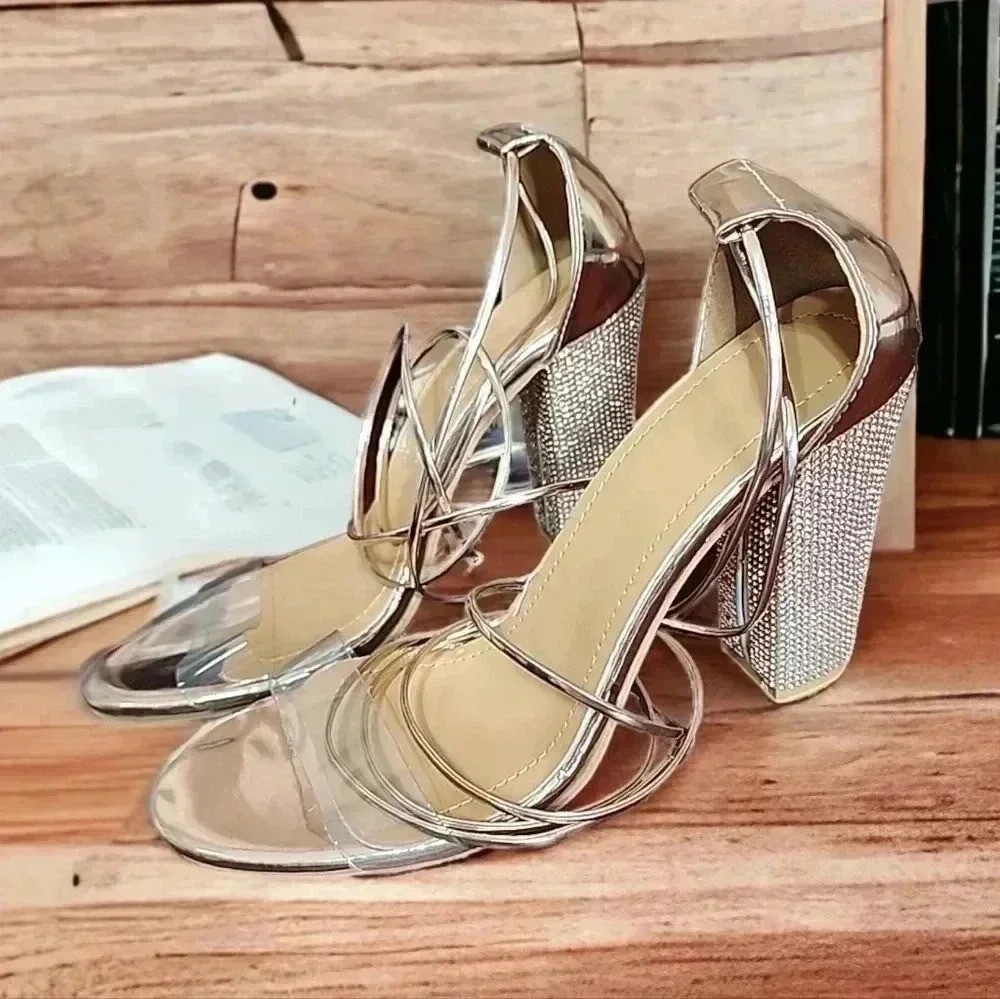 Rhinestone  Rose gold Heels. Us size 9.5